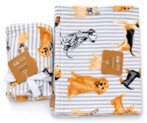 Deborah Connolly Designs Dog Print Bath Towel & Hand Towel Set NWT